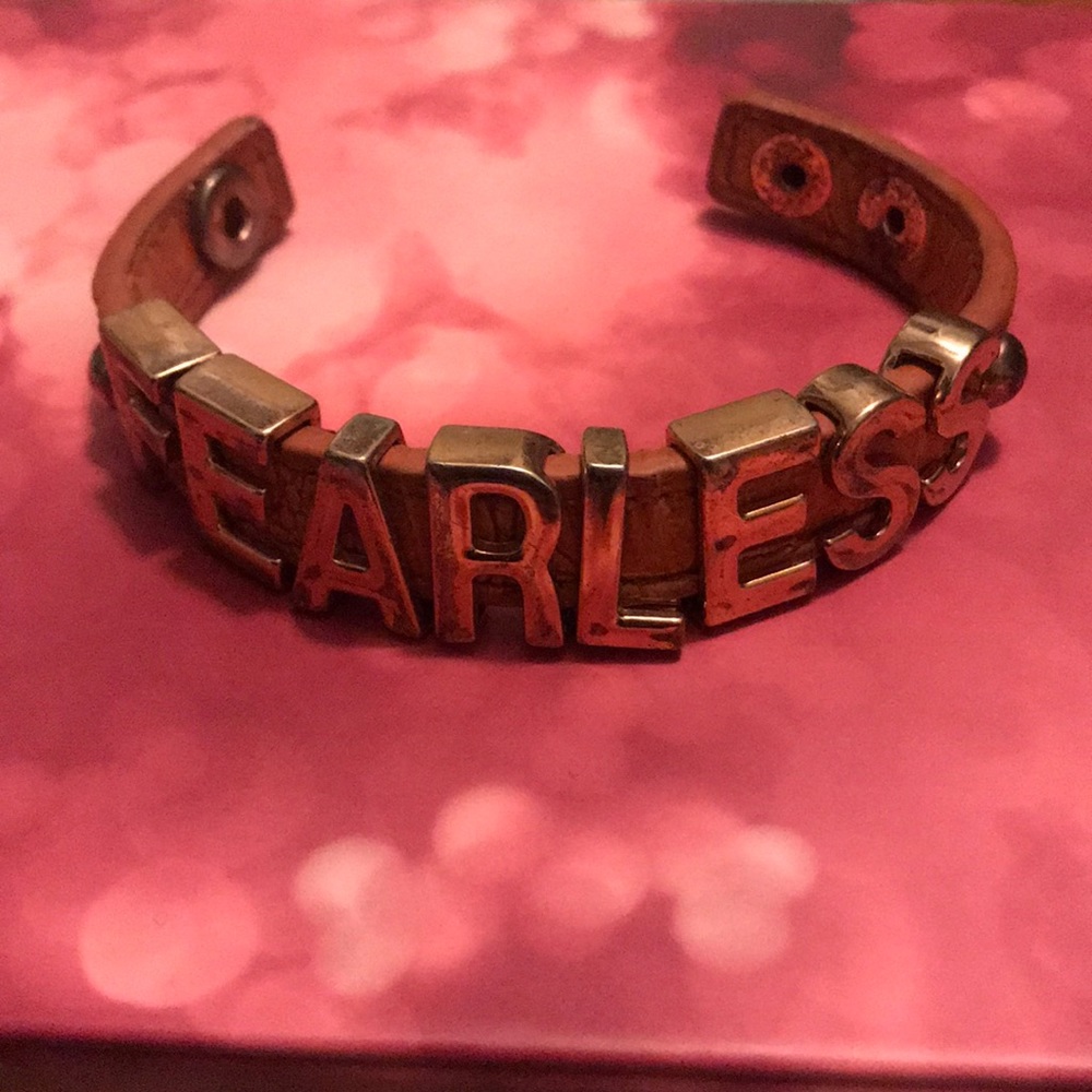 Leather and Gold Fearless Bracelet